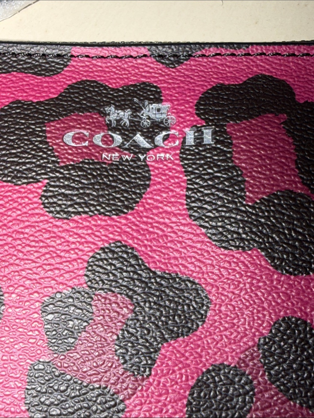 COACH Burgendy and Black Leopard Print Zip Card Pouch - Picture 5 of 5